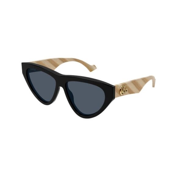 NEW Gucci Sunglasses GG1333S 004 Shiny Black/Blue Women Authentic